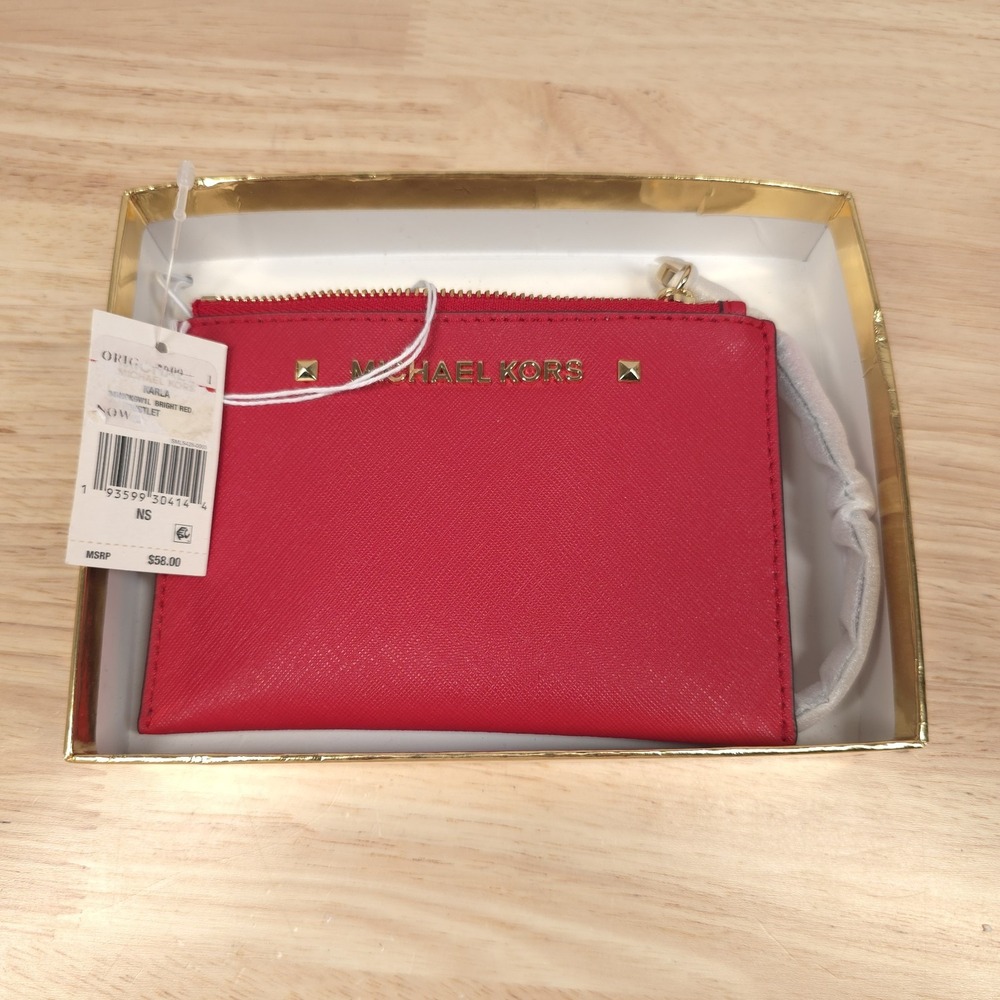 Michael Kors Karla Bright Red Wristlet NWT BRAND NEW